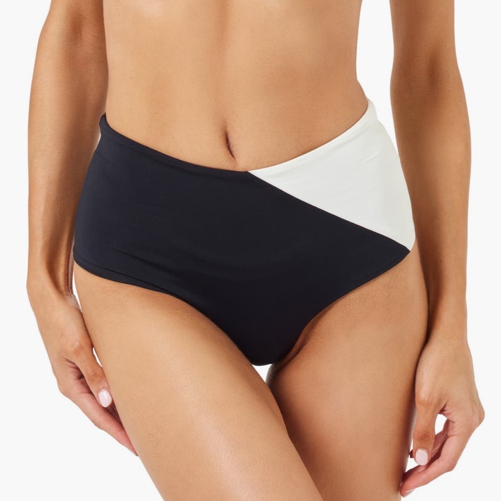 L*Space Colorblock Black Cream High Tide Bottom Classic Swim Bikini Briefs S NWT